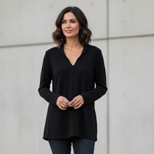 J. Jill Wearever Womens Tunic Top Lightweight Rayon Normcore Comfort Black XL